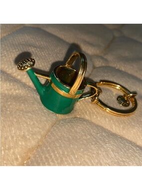 J. Crew RARE Flower Watering Can Keychain Green Gold Color
